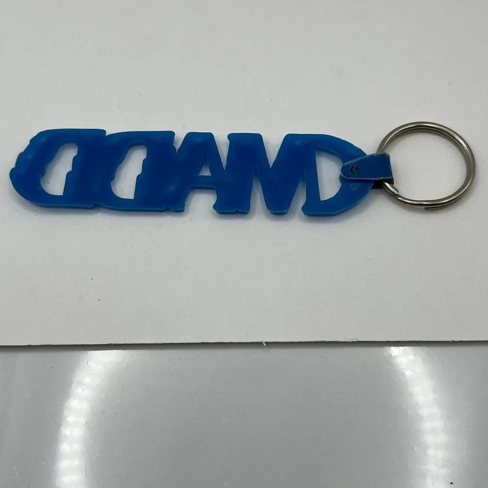 Vintage MADD Keychain Blue Rubber Mothers Against Drunk Driving‎ Awareness Logo